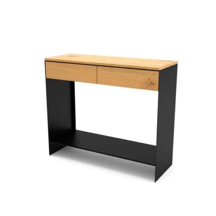 konsolentisch-ablagetisch-flurtisch-schwarz-schmal-holz-konsole-modern-metall-mit-schublade-flur-diele-design-eiche-stahl-mnmlsm-new