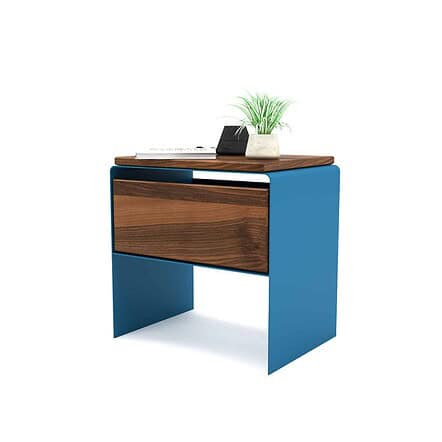 nachttisch-nachtkonsole-nachtschrank-nachtkaestchen-nachtkommode-holz-nussbaum-metall-modern-design-blau-stahl-mystery-neu