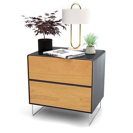 nachttisch-schwarz-holz-grau-eiche-metall-modern-design-industrial-massivholz-mit-schublade-wildeiche-schlafzimmer-fly-high-5s-stahlzart