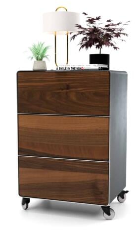 nachttisch-fuer-boxspringbett-schwarz-grau-holz-metall-modern-design-massivholz-nussbaum-mit-schubladen-mit-rollen-designer-interior-schlafzimmer-stahlzart