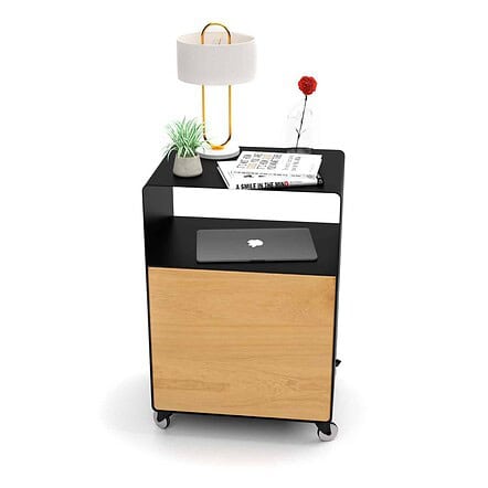 nachttisch-fuer-boxspringbett-schwarz-holz-eiche-metall-modern-design-mit-tuer-mit-rollen-designer-stahl-interior-schlafzimmer-stahlzart