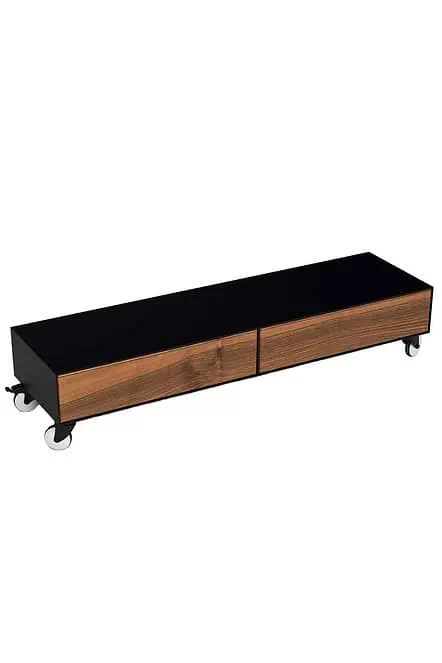 TV Lowboard Schwarz Nussbaum - Modern mit 2 Schubladen – Bild 3