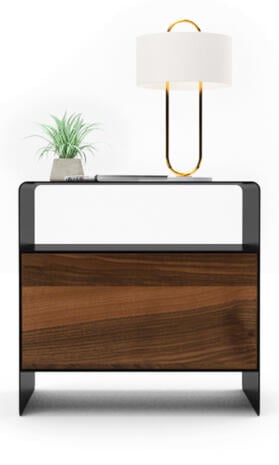 nachttisch-schwarz-nussbaum-mit-schublade-holz-rund-modern-schmal-metall-industrial-kleiner-design-massivholz-walnuss-minimalistisch-aari-2-stahlzart